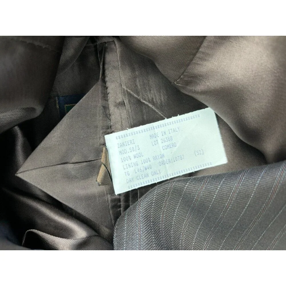 Zanieri 2 Piece Suit Men's 52 Jacket W38 x L31 Pants Brown‎ 100% Wool Italy Made